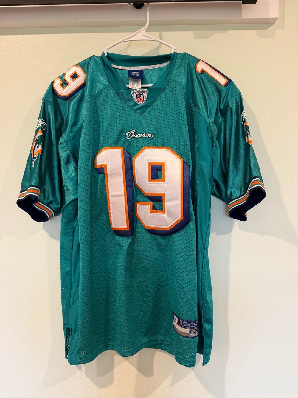 Reebok Teal Miami Dolphins #19 Football Jersey